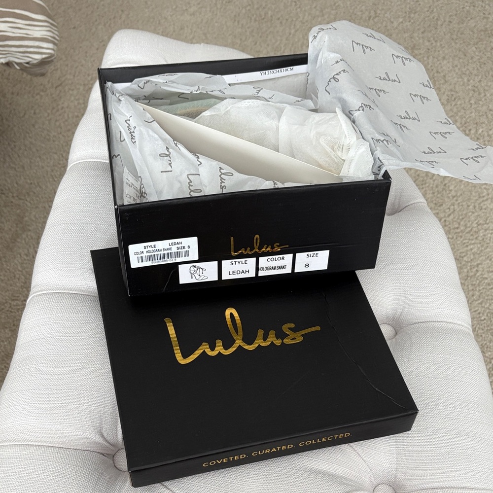 LULUS Ledah Hologram Snake Lace-Up Heels - Picture 5 of 11